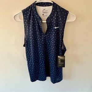 Nike Dri-FIT Sleeveless Golf Polo Shirt White Pink Dash Print Women's XL NWT